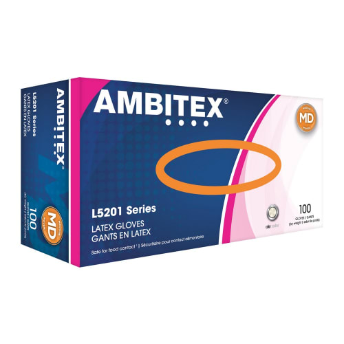 Guantes de látex Ambitex sin polvo, crema, mediana